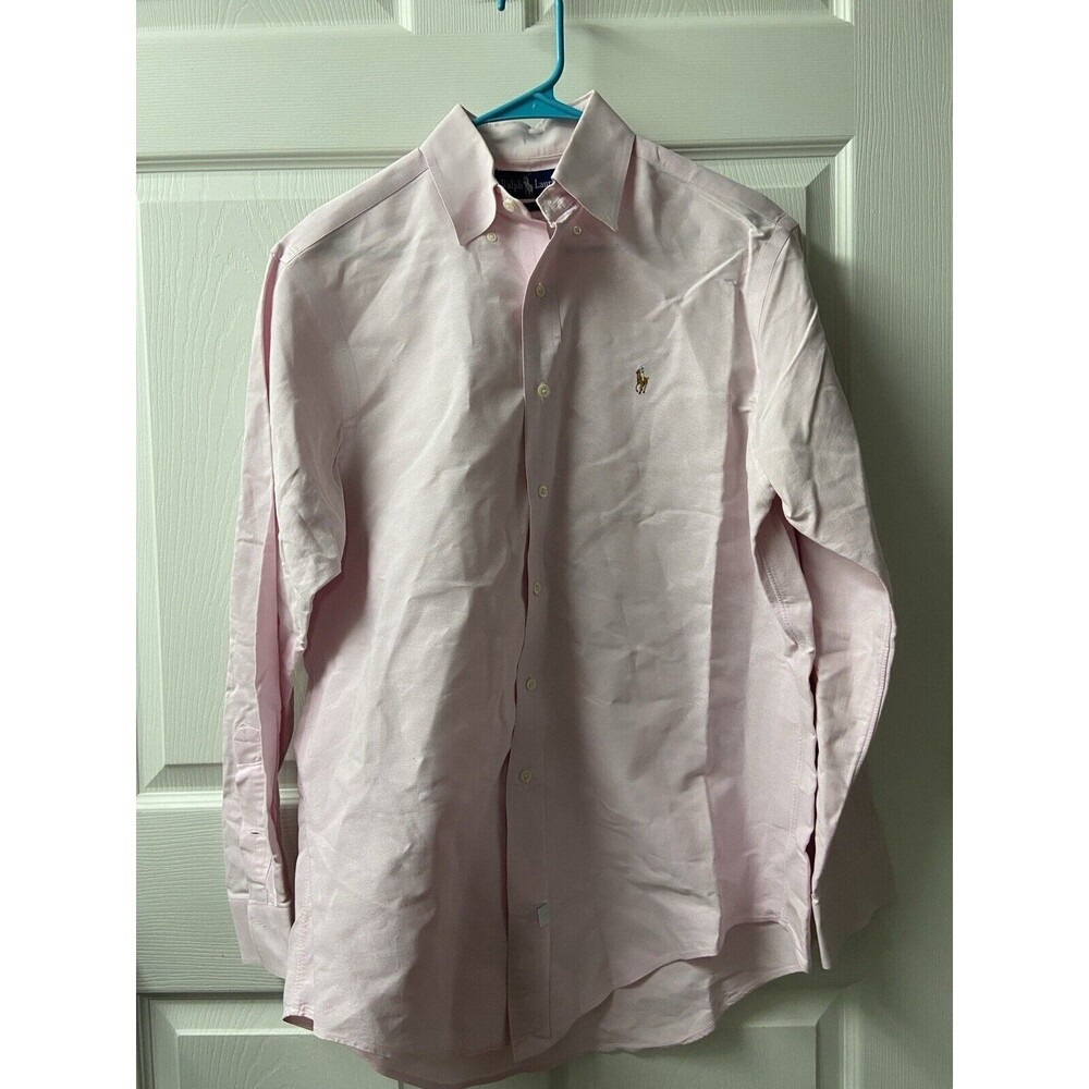 VTG Ralph Lauren Button Down Shirt Mens 15.5 x 33 Pink Flesh Pony preppy
